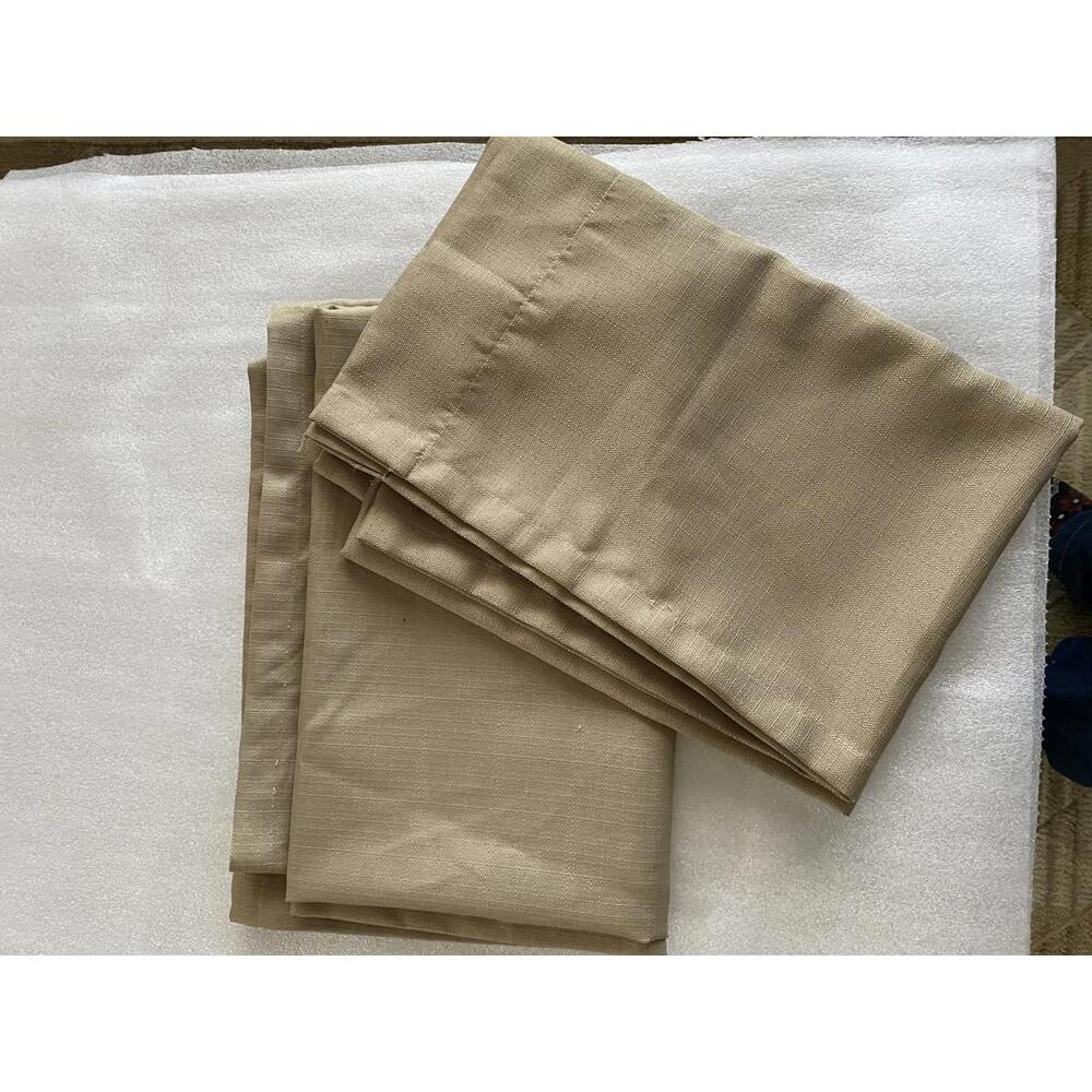Beige Cotton Blend Curtain Panels